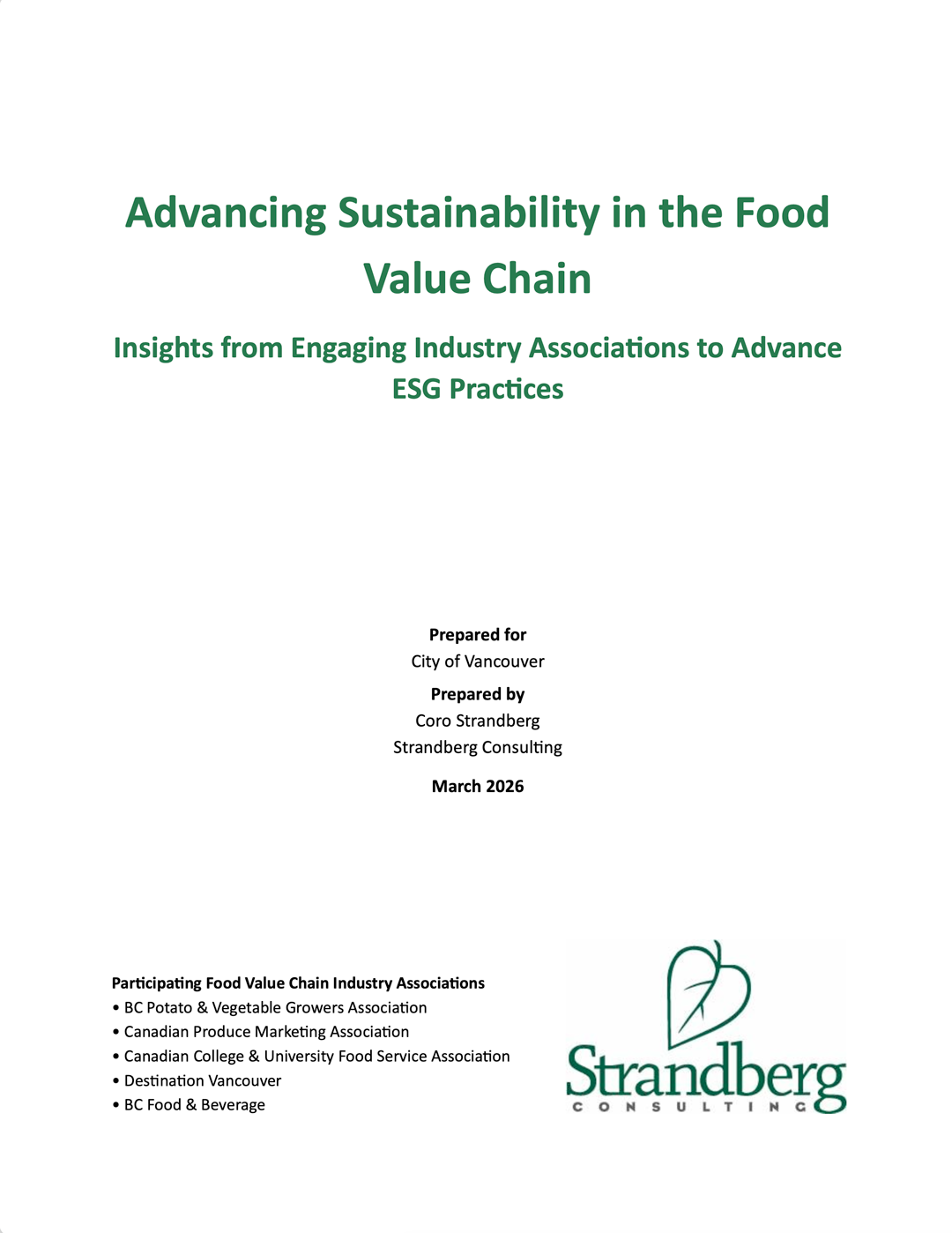 Advancing Sustainability in the Food Value Chain